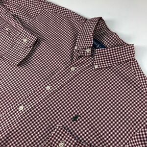 Ralph‎ Lauren Classic Fit Button Down Shirt Men's XL Maroon White Gingham Plaid